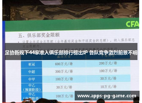 足协新规下44家准入俱乐部排行榜出炉 各队竞争激烈前景不明