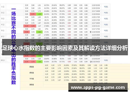 足球心水指数的主要影响因素及其解读方法详细分析