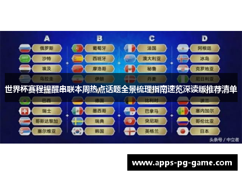 世界杯赛程提醒串联本周热点话题全景梳理指南速览深读版推荐清单
